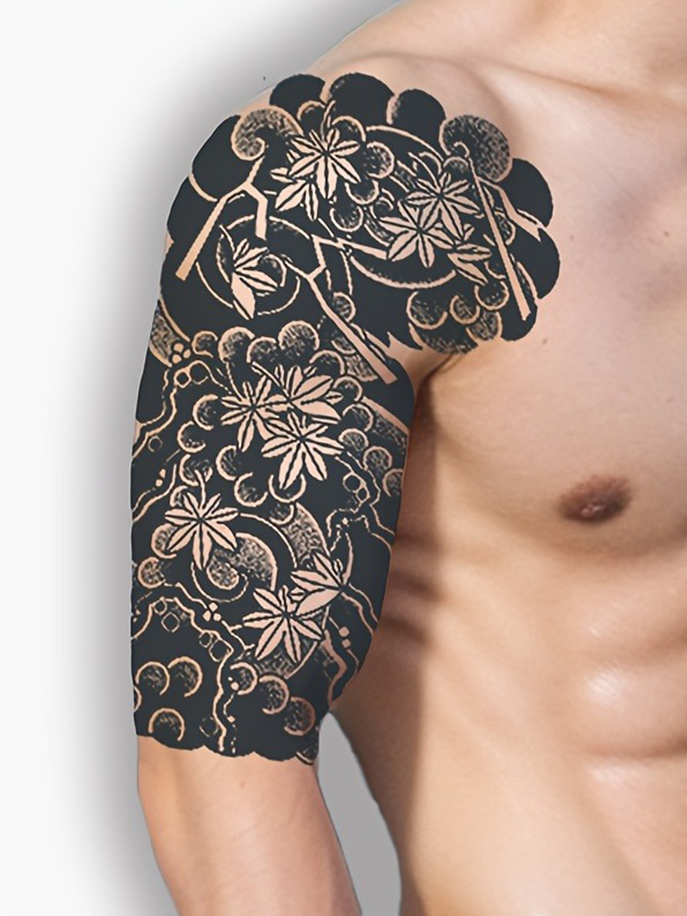 Black Wave Koi Arm Tattoo Patch